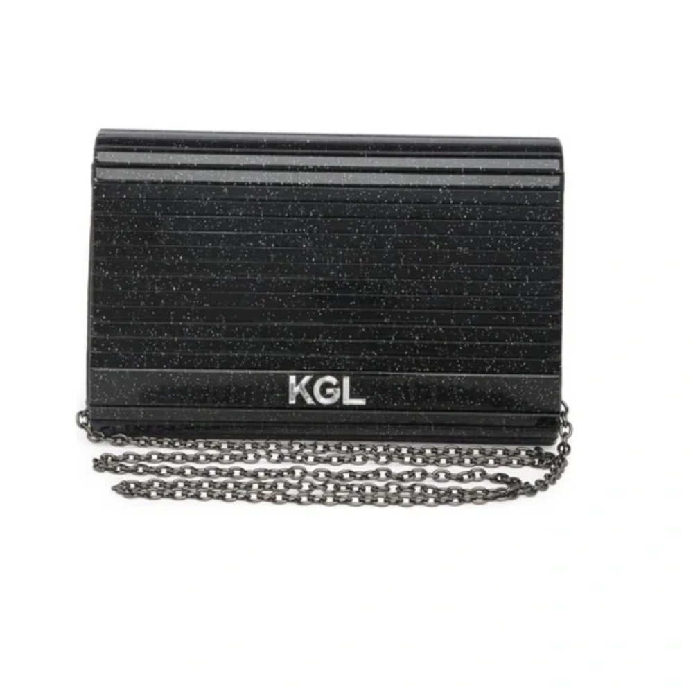 NWT Party Crystal Envelope Clutch Kurt Geiger London Black w/ Chain
